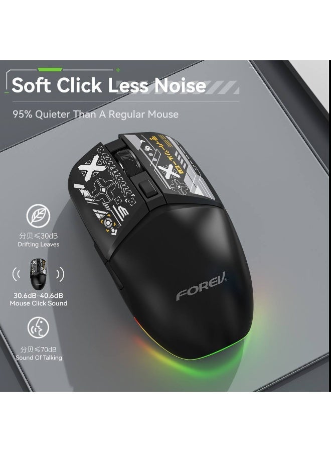 فوريف ماوس FV-210 قابل لإعادة الشحن، ثنائي الوضع، بلوتوث 5.1 و2.4 جيجا هرتز، اتصال لاسلكي - نقرة صامتة - 4 أزرار - بطارية 500 مللي أمبير، زر تشغيل/إيقاف موفر للطاقة - مستشعر بصري PAW بدقة 3212/3200 نقطة في البوصة - تصميم أنيق - طلاء مقاوم للأشعة فوق البنفسجية - مناسب للألعاب، العمل المكتبي، متوافق مع أنظمة ويندوز/آي أو إس/أندرويد - Image 2